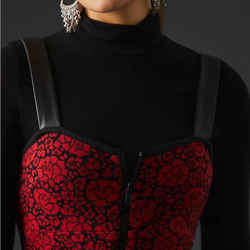 ANTHROPOLOGIE MAEVE PRINTED SWEEETHEART JUMPSUIT RED SIZE 10 NWT - Picture 4 of 14